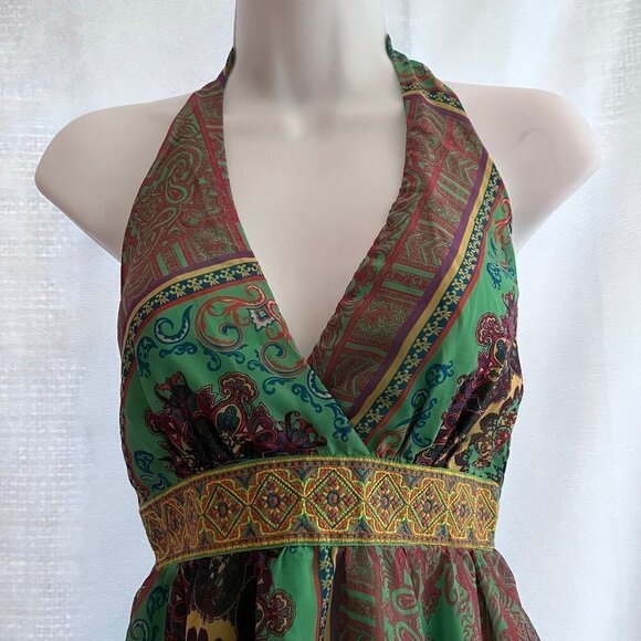 FLYING tomato Multi Color Filigree Pattern Fit and Flare Halter Dress Size S - Picture 3 of 7
